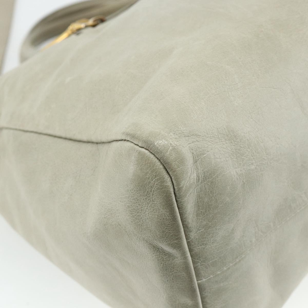 PRADA Hand Bag Leather 2way Gray Gold Auth bs34637