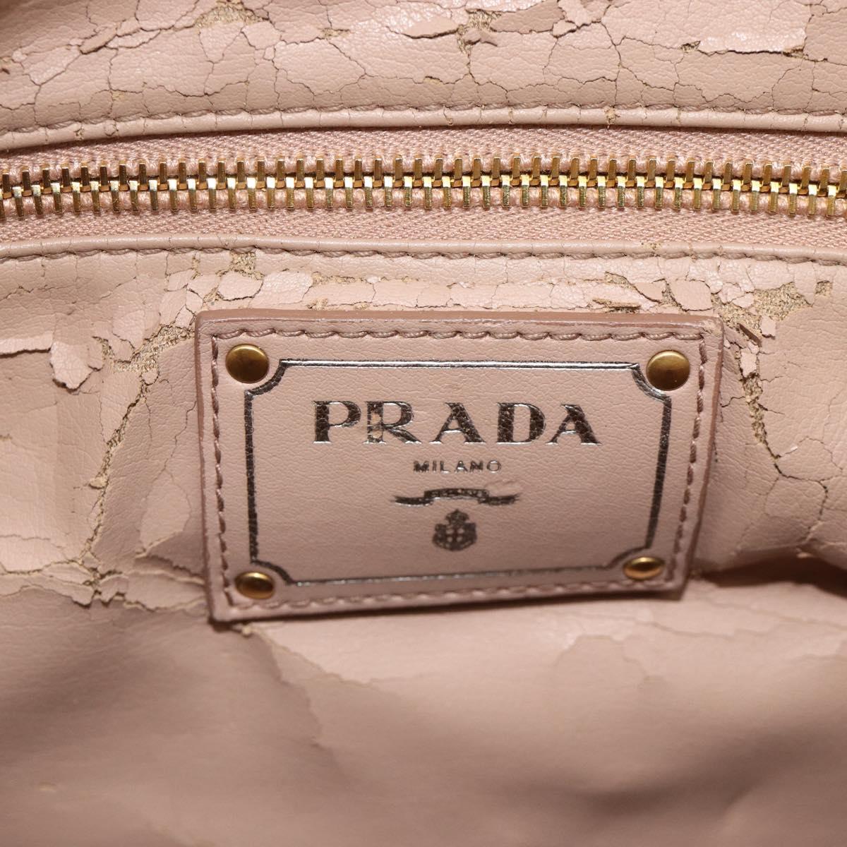 PRADA Hand Bag Leather 2way Gray Gold Auth bs34637