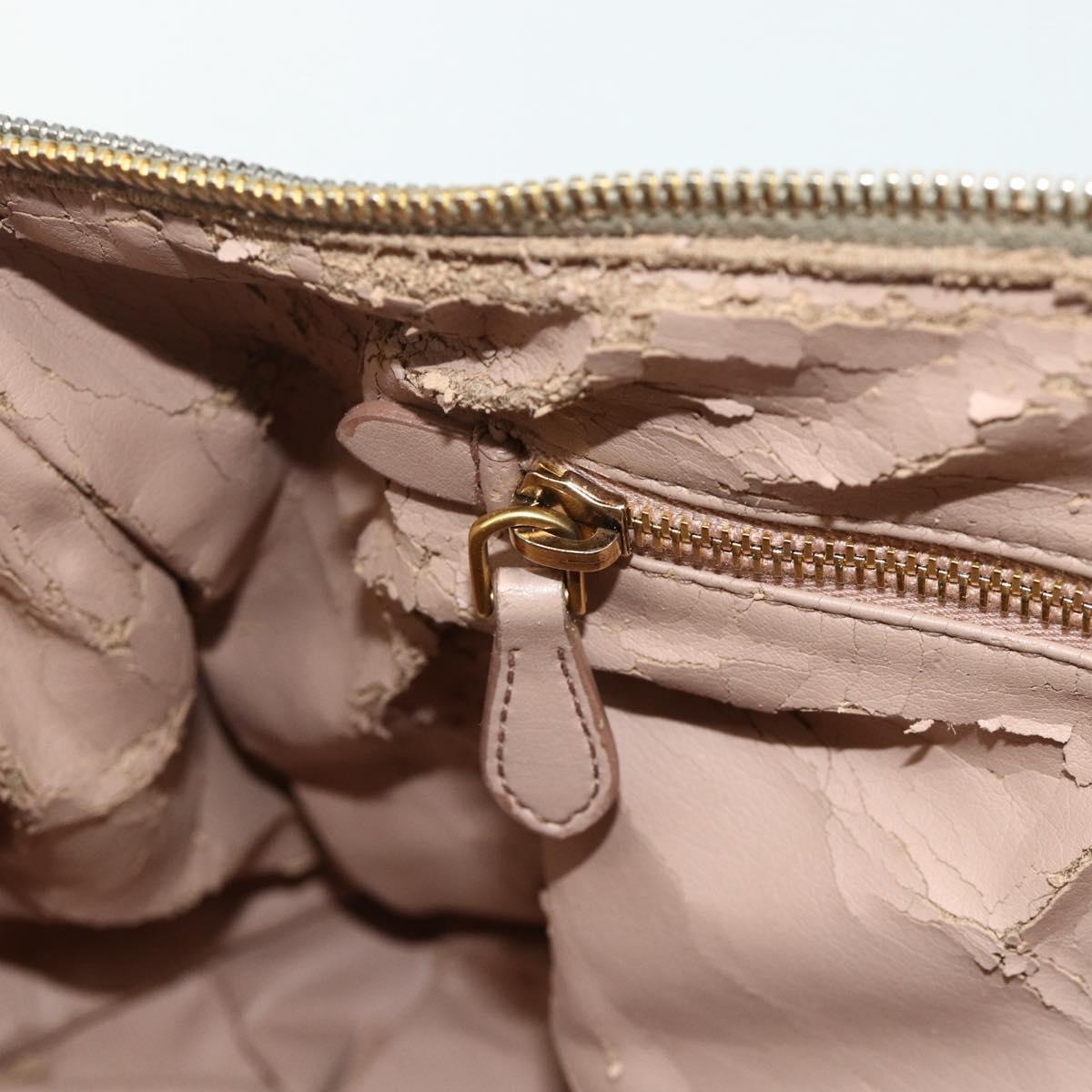PRADA Hand Bag Leather 2way Gray Gold Auth bs34637