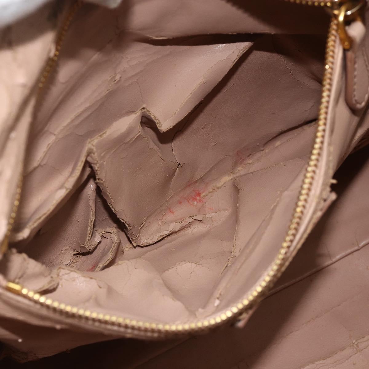PRADA Hand Bag Leather 2way Gray Gold Auth bs34637