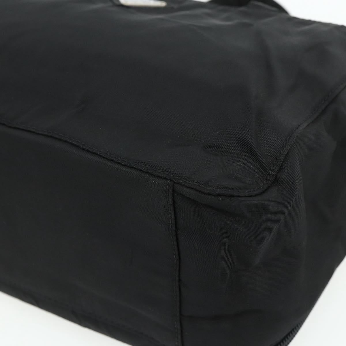 PRADA Hand Bag Nylon Black Silver Auth bs34638