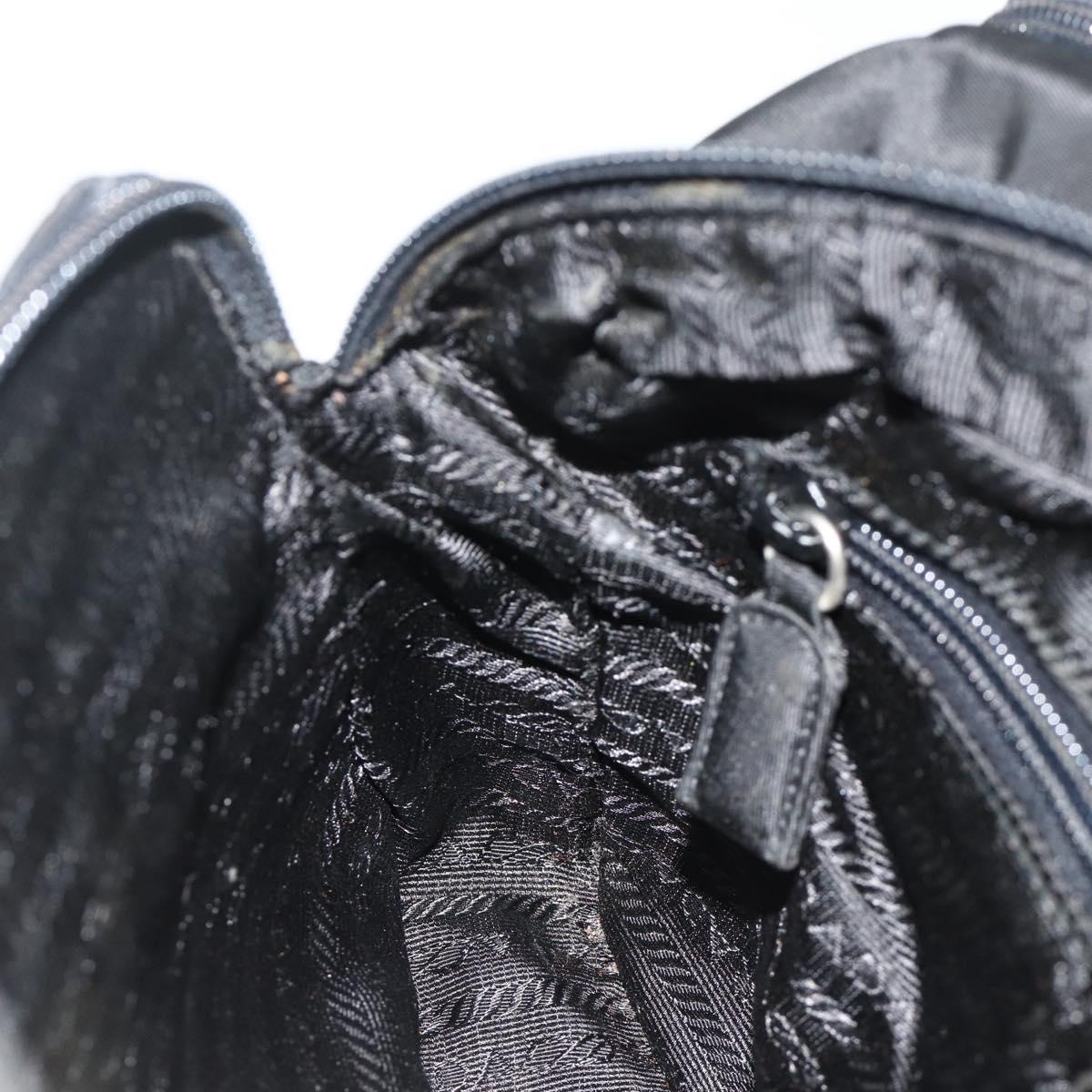 PRADA Hand Bag Nylon Black Silver Auth bs34638