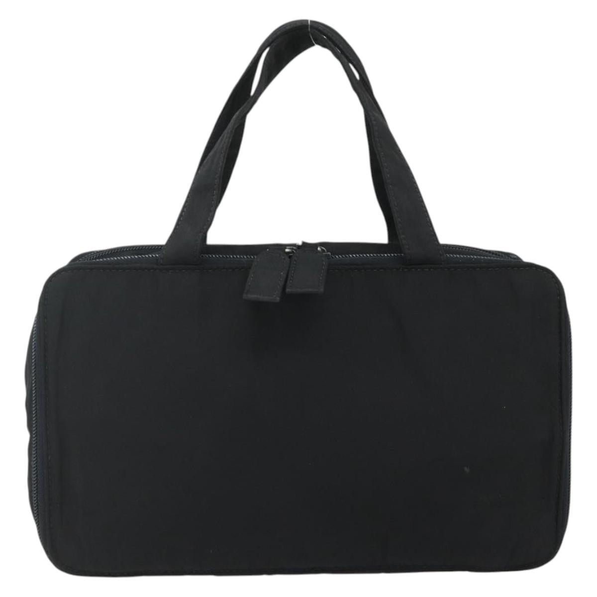 PRADA Hand Bag Nylon Black Silver Auth bs34638