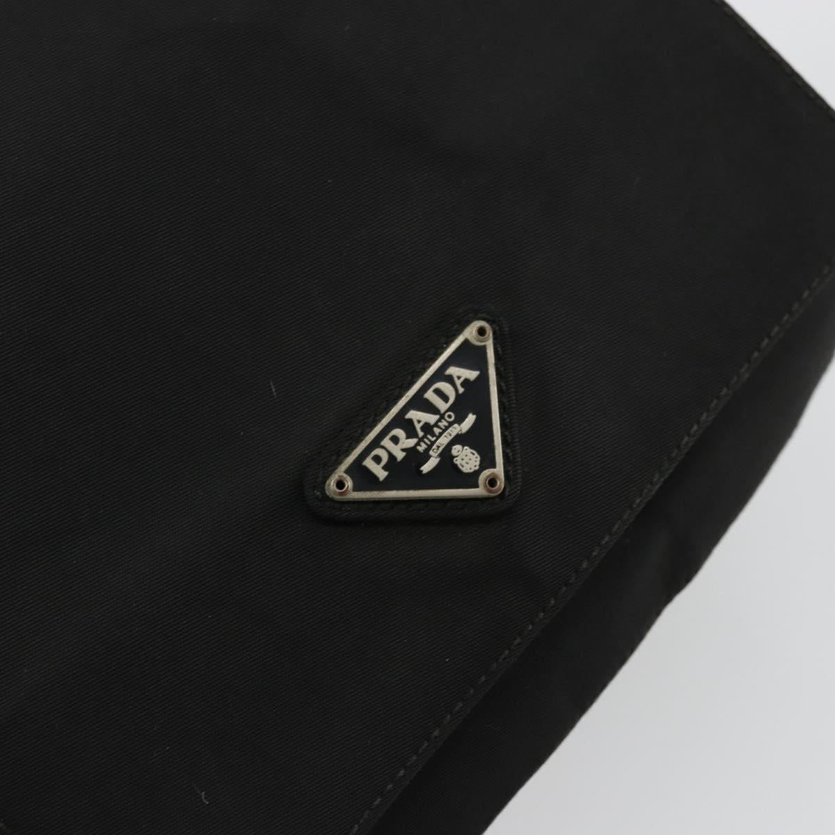 PRADA Shoulder Bag Nylon Black Silver Auth bs34639