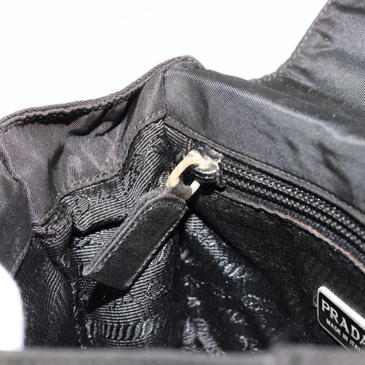 PRADA Shoulder Bag Nylon Black Silver Auth bs34639