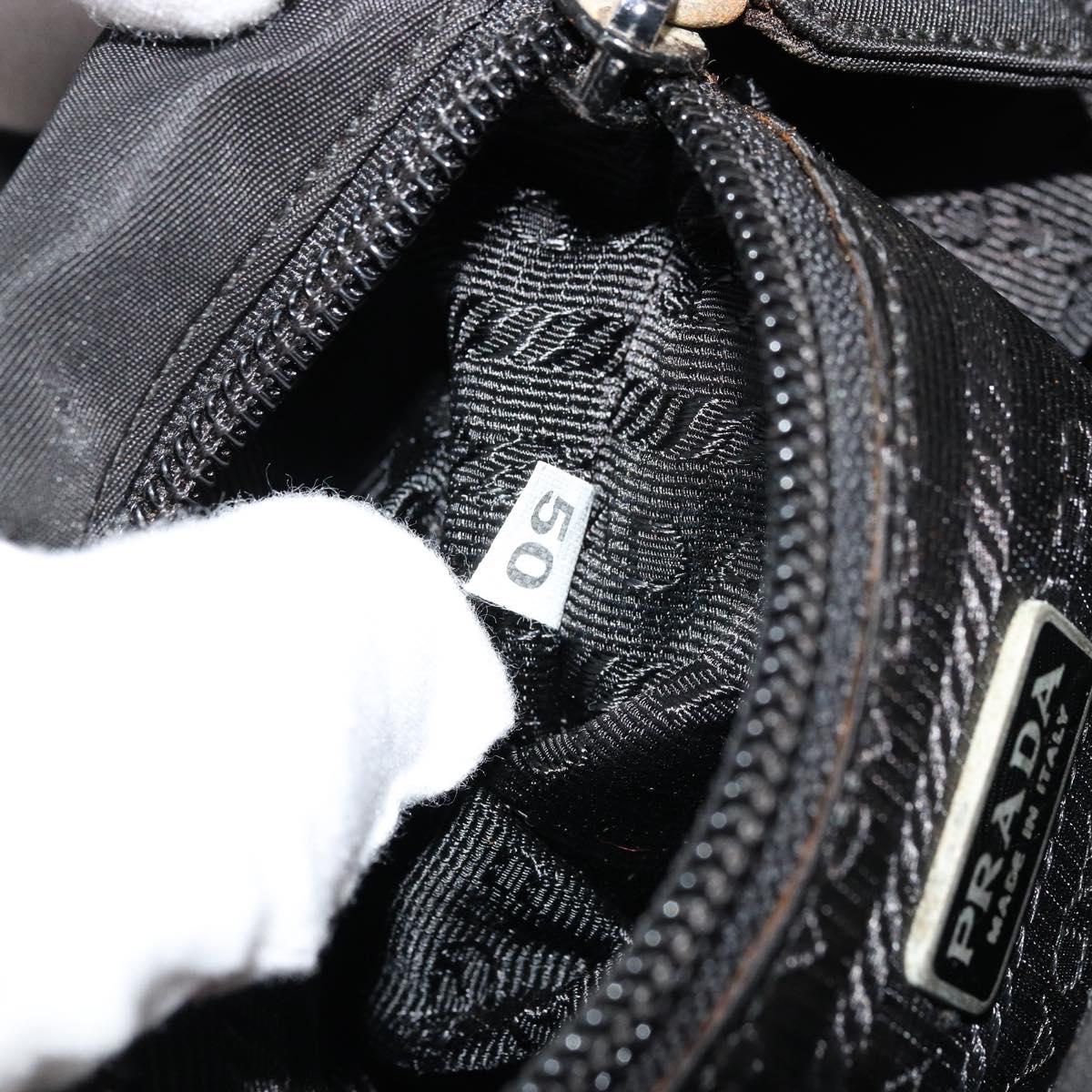 PRADA Shoulder Bag Nylon Black Silver Auth bs34639
