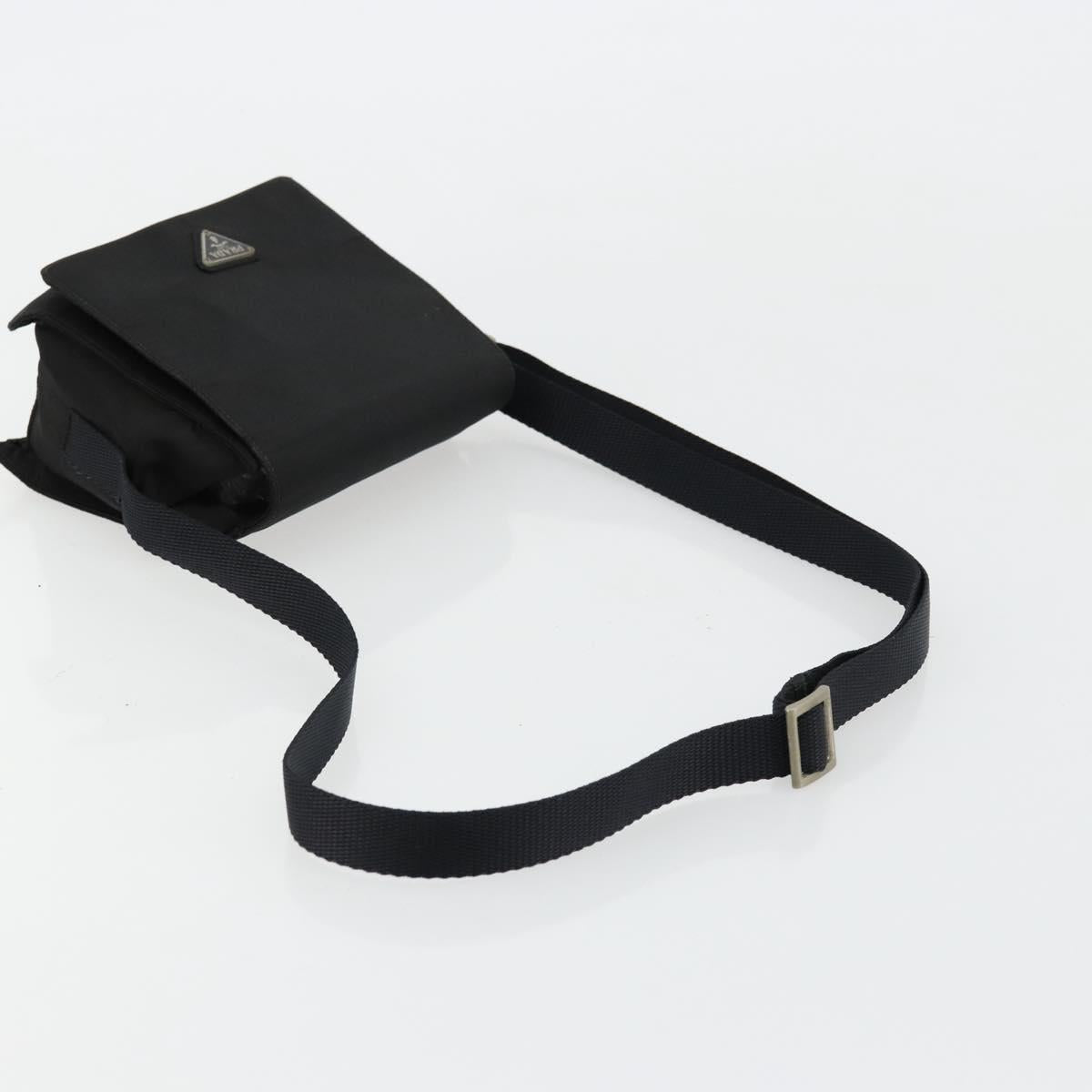 PRADA Shoulder Bag Nylon Black Silver Auth bs34639