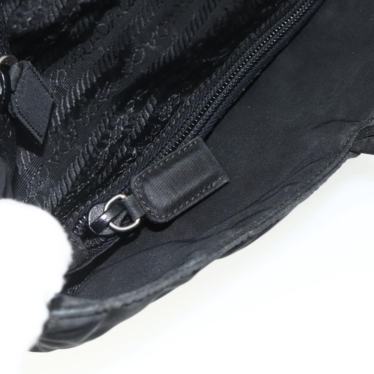 PRADA Tote Bag Nylon Black Silver Auth bs34641