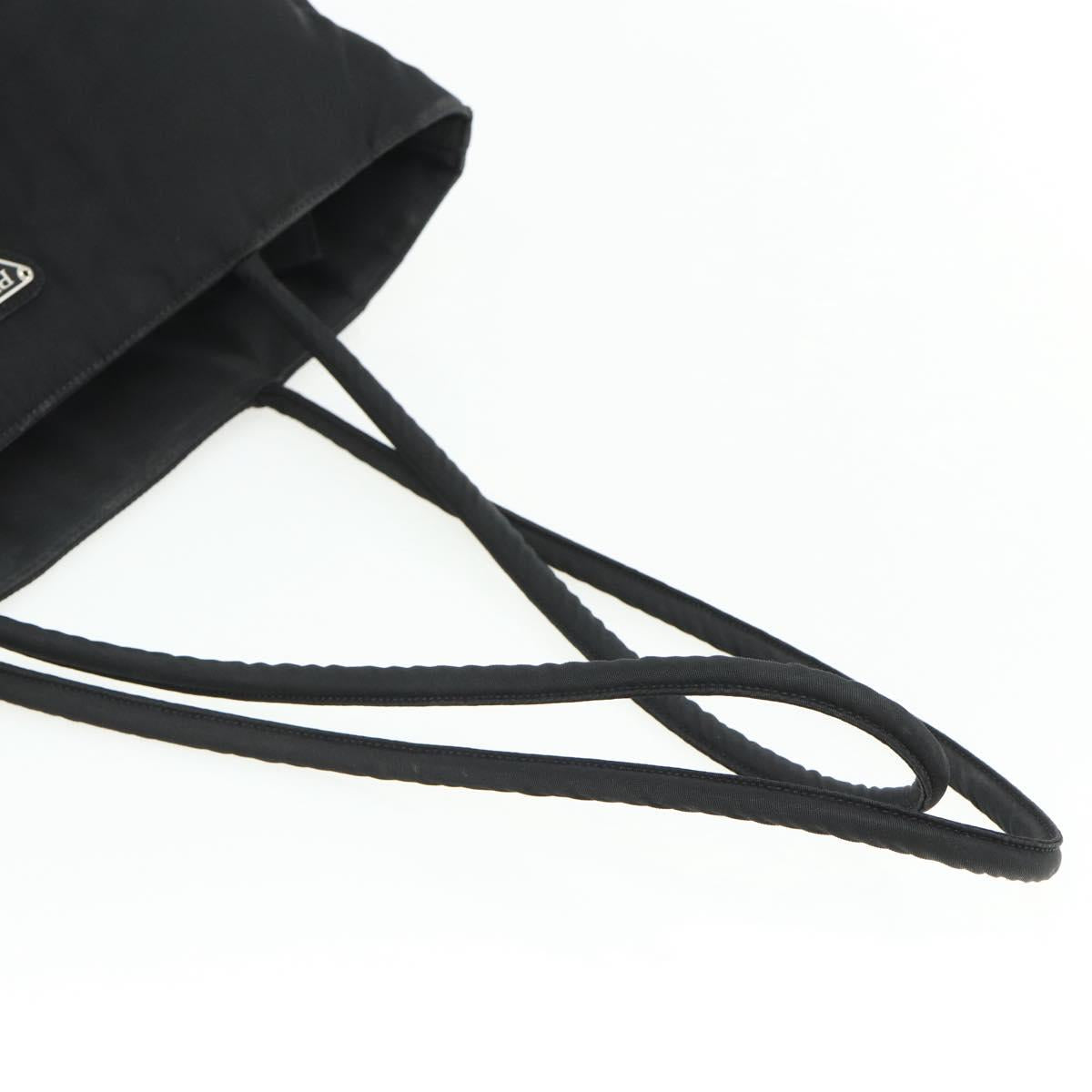 PRADA Tote Bag Nylon Black Silver Auth bs34641