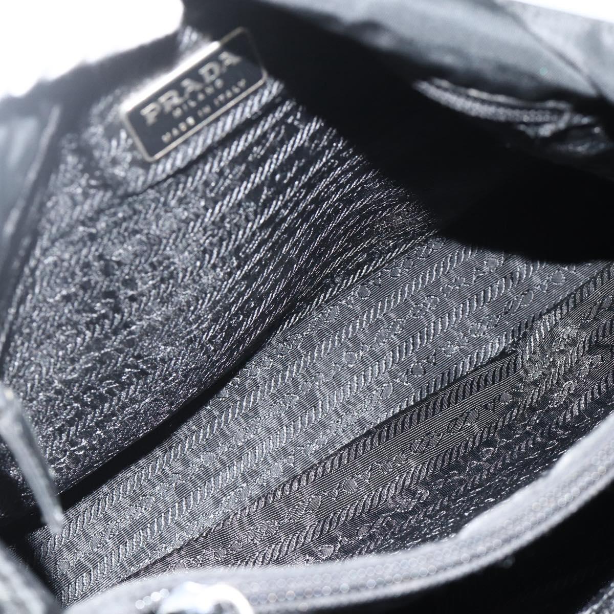 PRADA Hand Bag Nylon Black Silver Auth bs34642