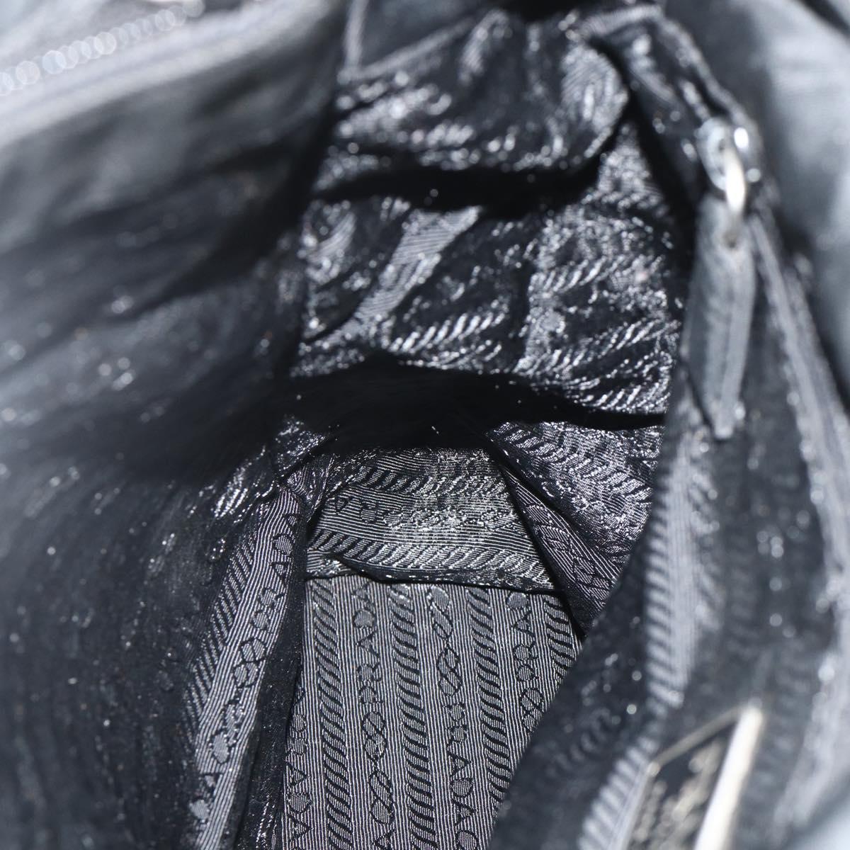 PRADA Hand Bag Nylon Black Silver Auth bs34642