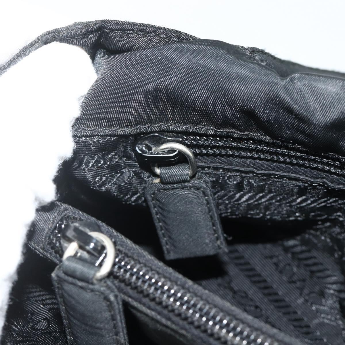 PRADA Hand Bag Nylon Black Silver Auth bs34642