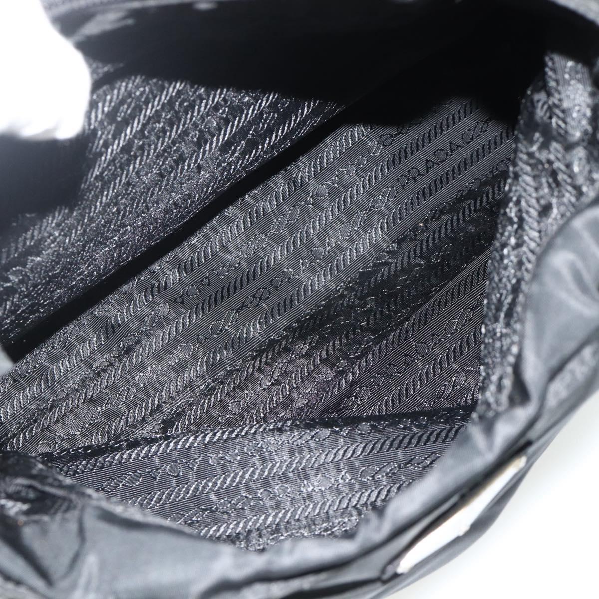 PRADA Hand Bag Nylon Black Silver Auth bs34642