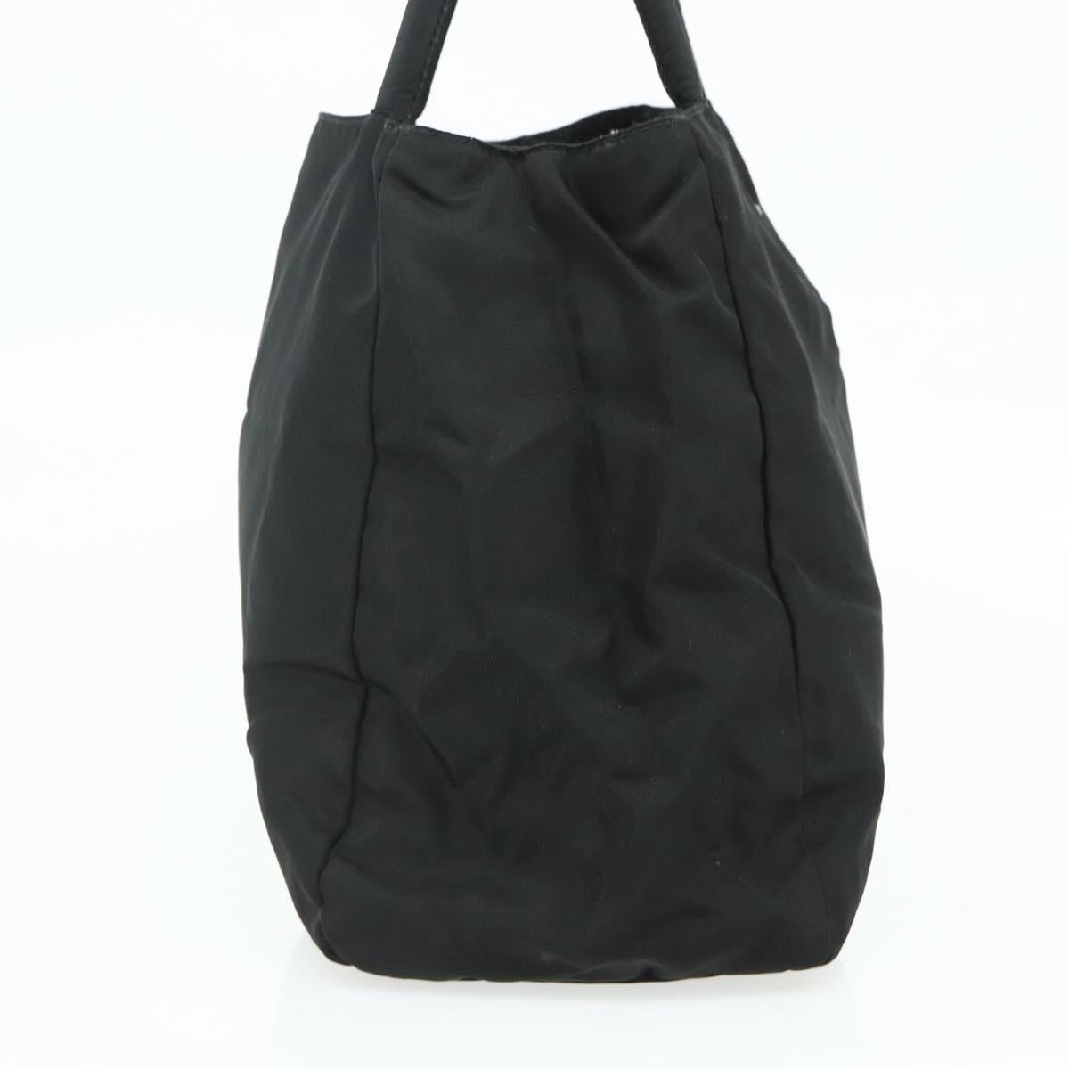 PRADA Hand Bag Nylon Black Silver Auth bs34642