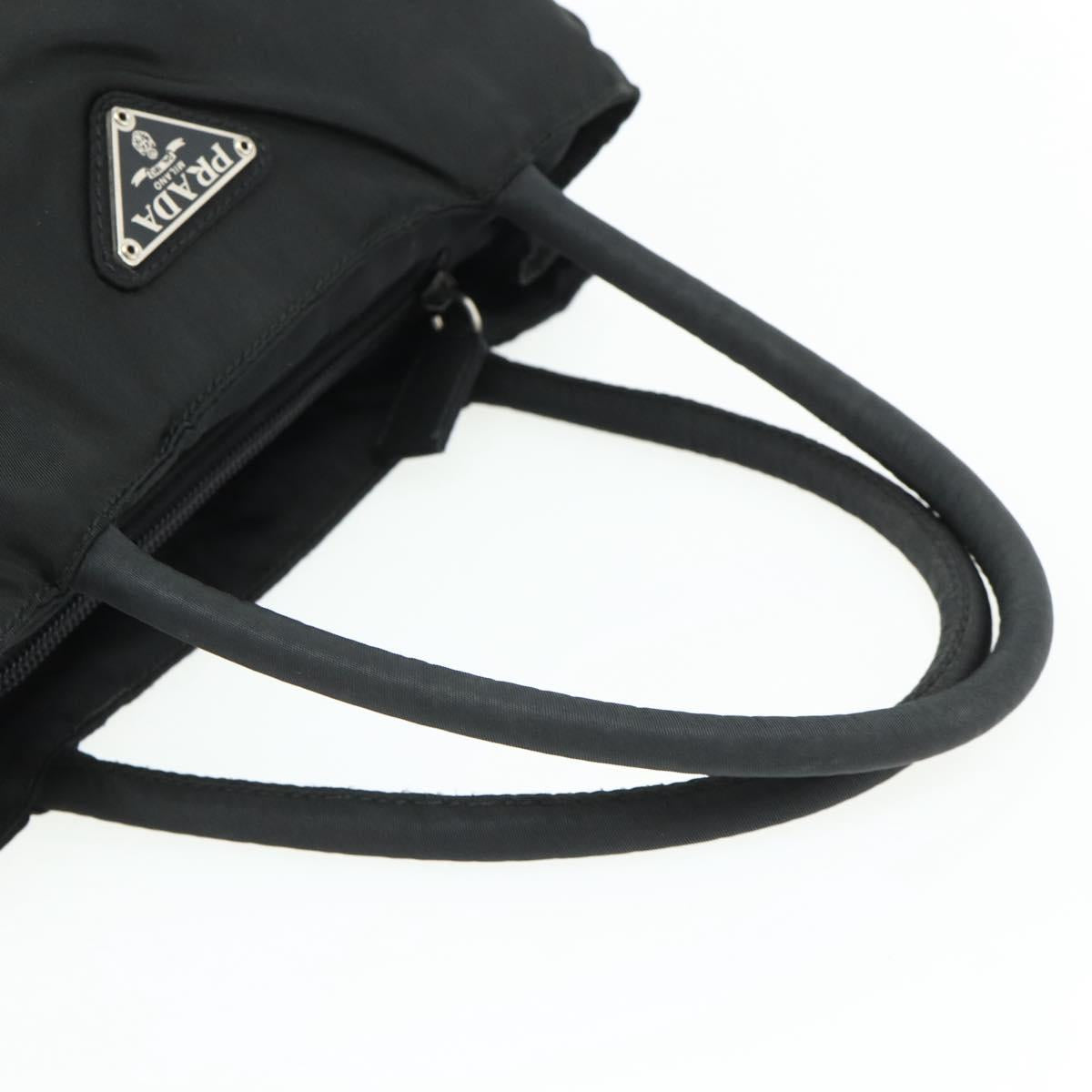 PRADA Hand Bag Nylon Black Silver Auth bs34642