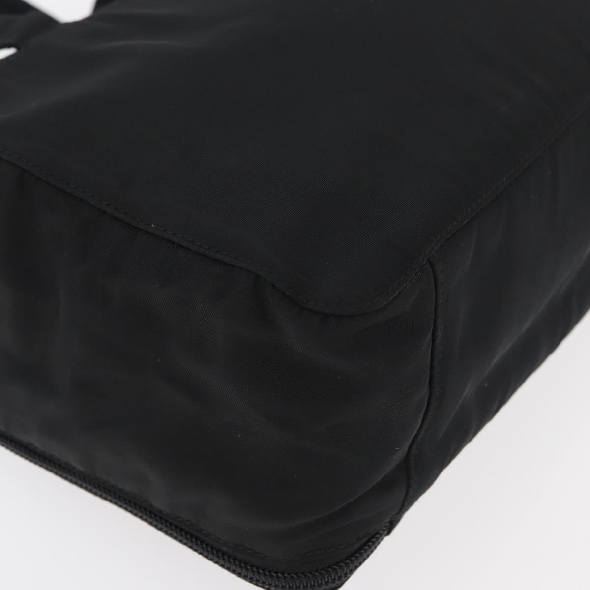 PRADA Hand Bag Nylon Black Silver Auth bs34643A