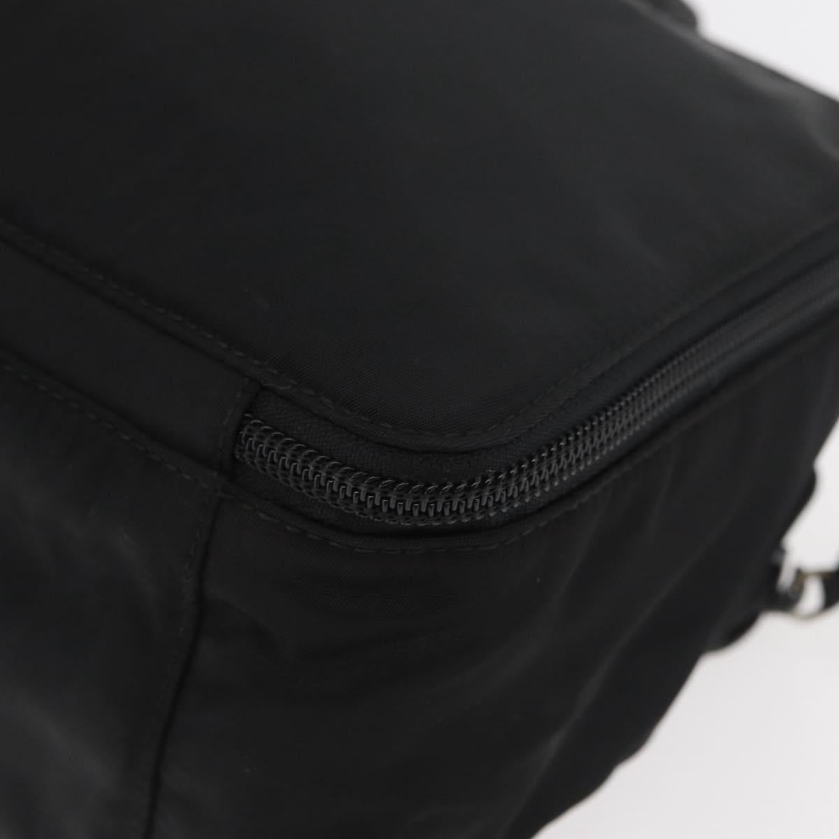 PRADA Hand Bag Nylon Black Silver Auth bs34643A