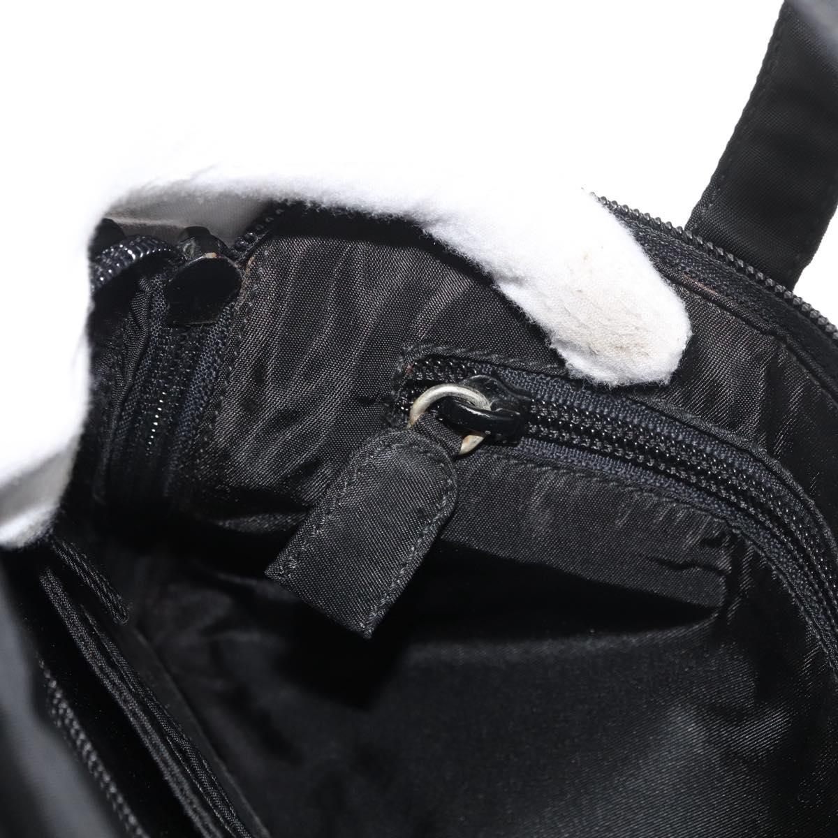 PRADA Hand Bag Nylon Black Silver Auth bs34643A