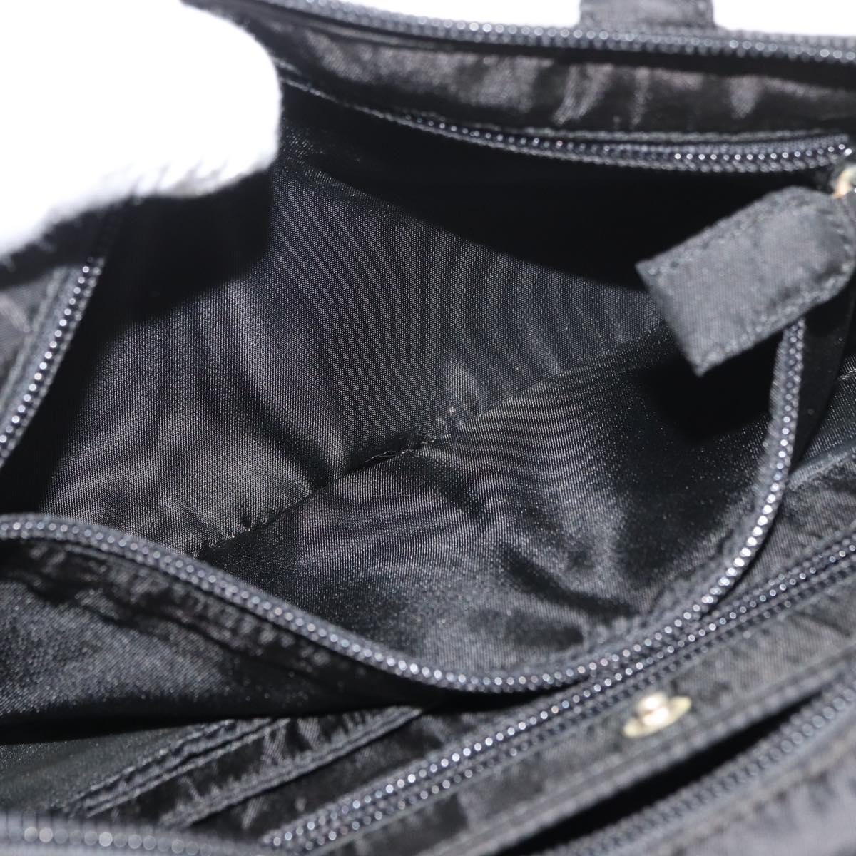 PRADA Hand Bag Nylon Black Silver Auth bs34643A