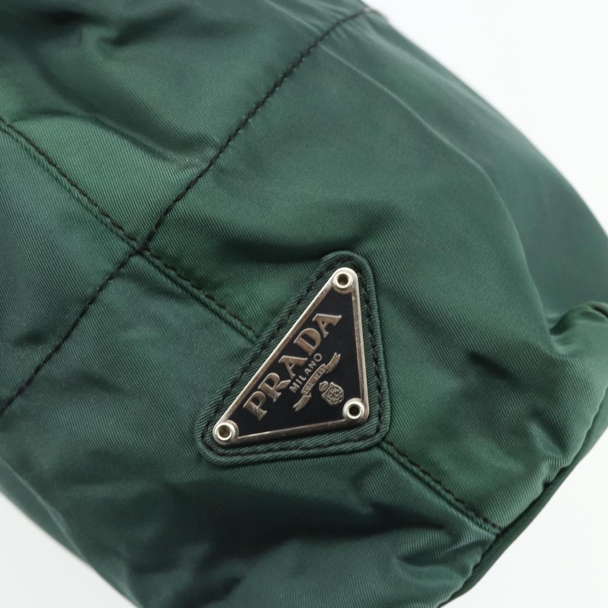 PRADA Chain Tote Bag Nylon Green Silver Auth bs34645