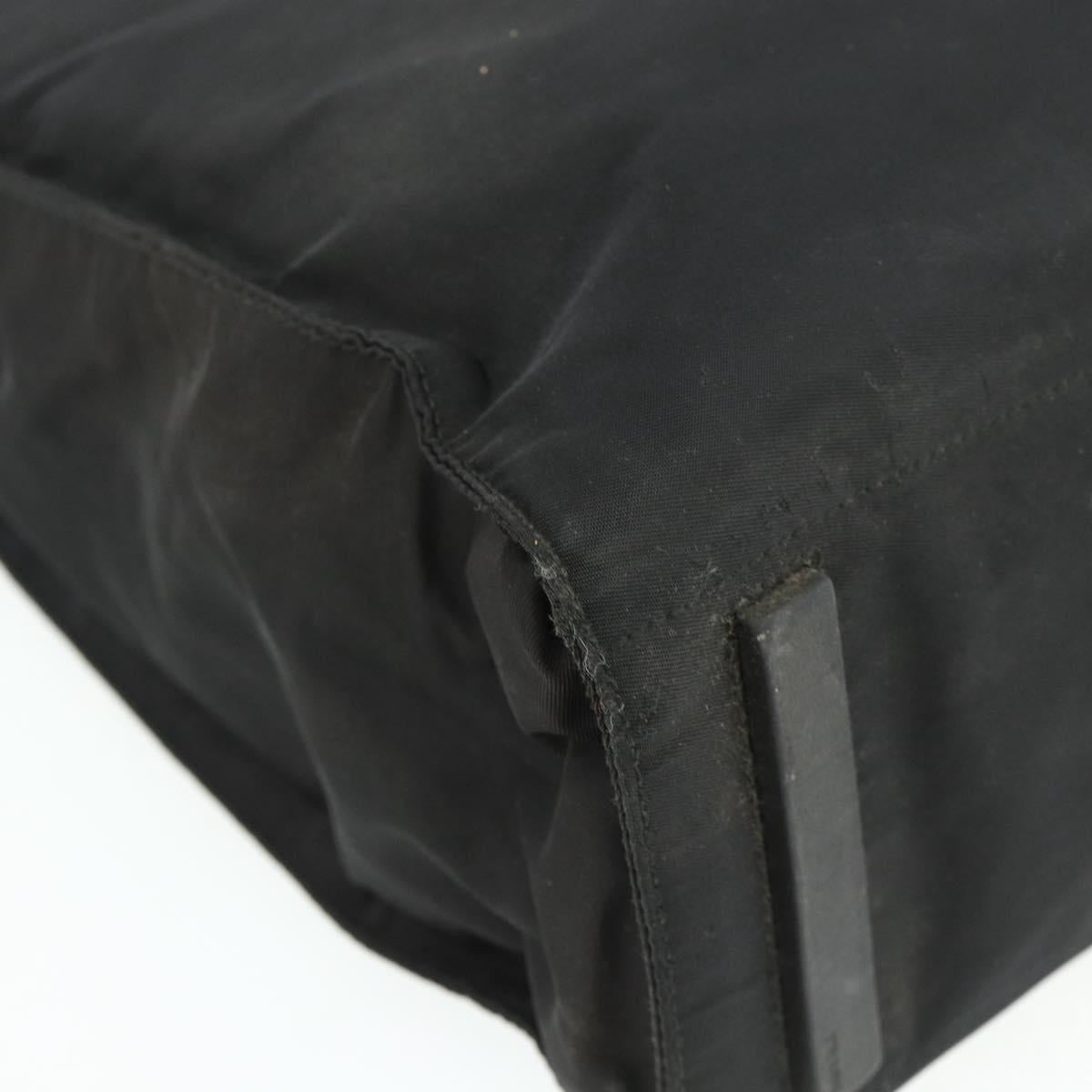 PRADA Tote Bag Nylon Black Silver Auth bs34646