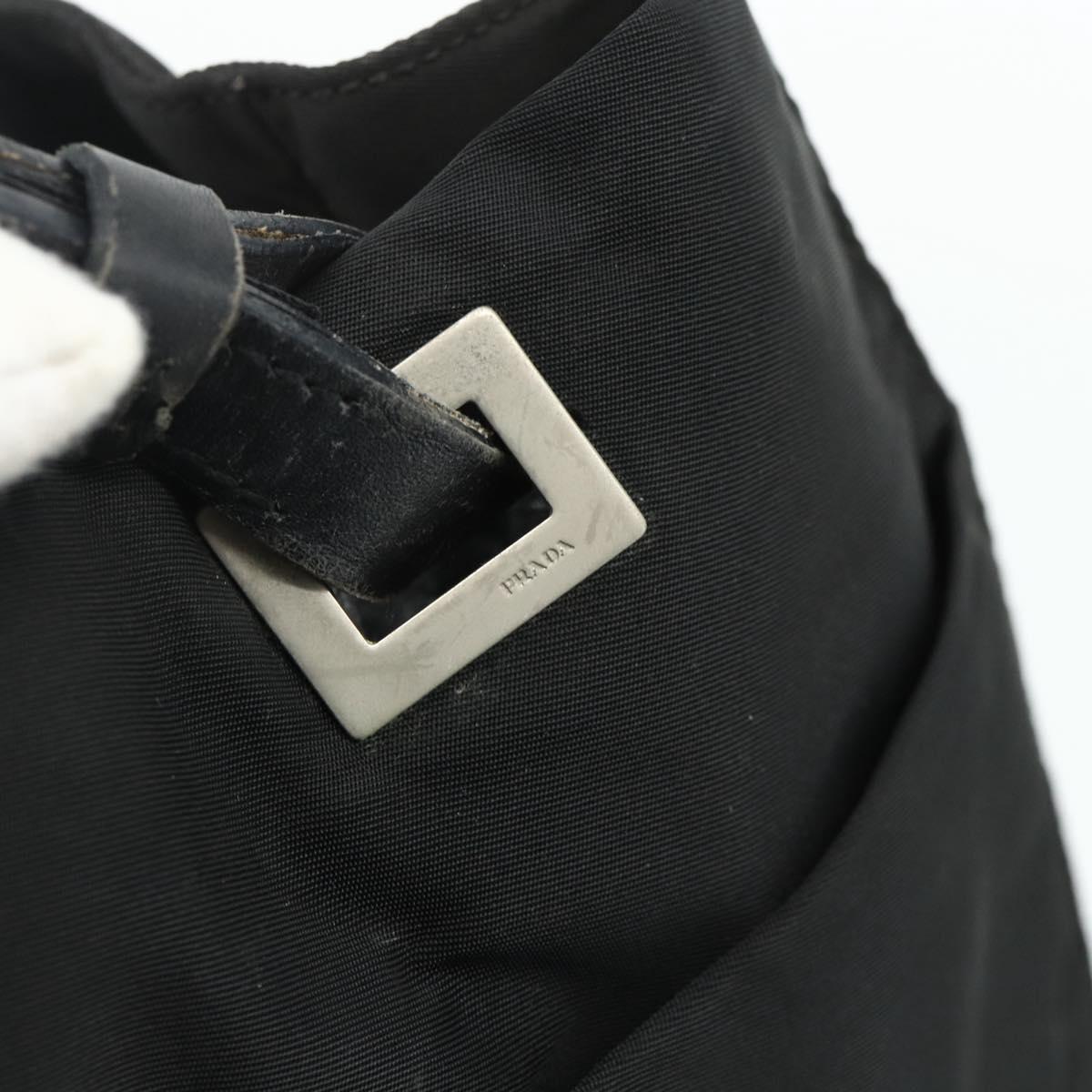 PRADA Tote Bag Nylon Black Silver Auth bs34646