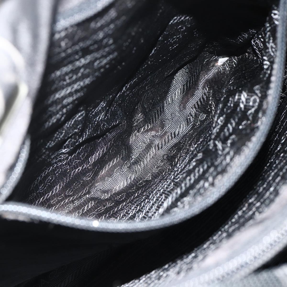 PRADA Tote Bag Nylon Black Silver Auth bs34646