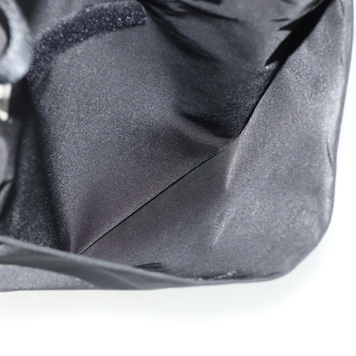 PRADA Tote Bag Nylon Black Silver Auth bs34646