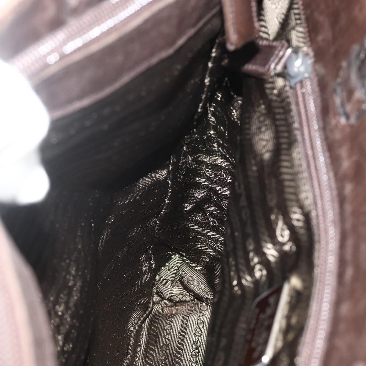 PRADA Tote Bag Nylon Khaki Silver Auth bs34647