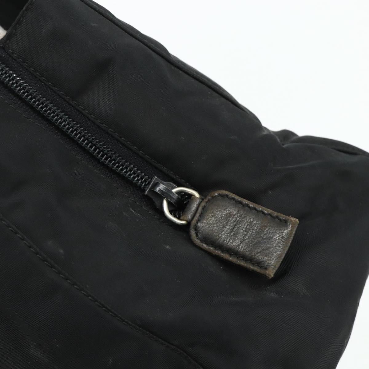PRADA Chain Tote Bag Nylon Black Silver Auth bs34649