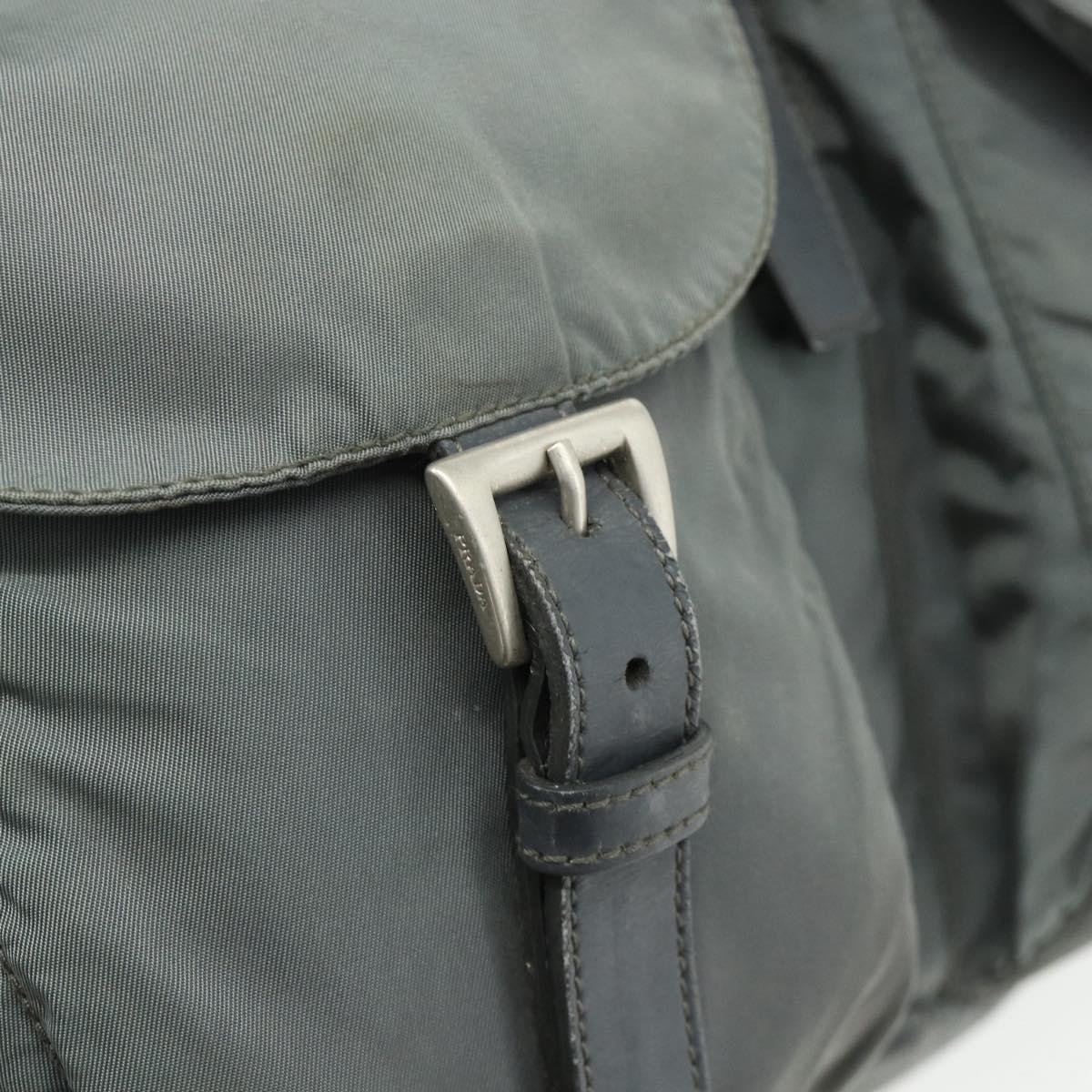 PRADA Backpack Nylon Gray Silver Auth bs34650