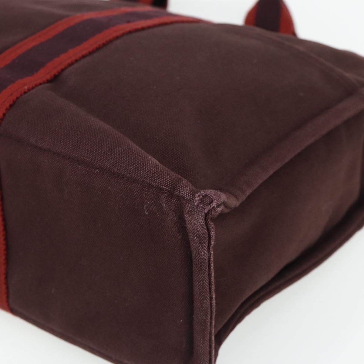 HERMES Fourre Tout MM Hand Bag Cotton Bordeaux Silver Auth bs34654