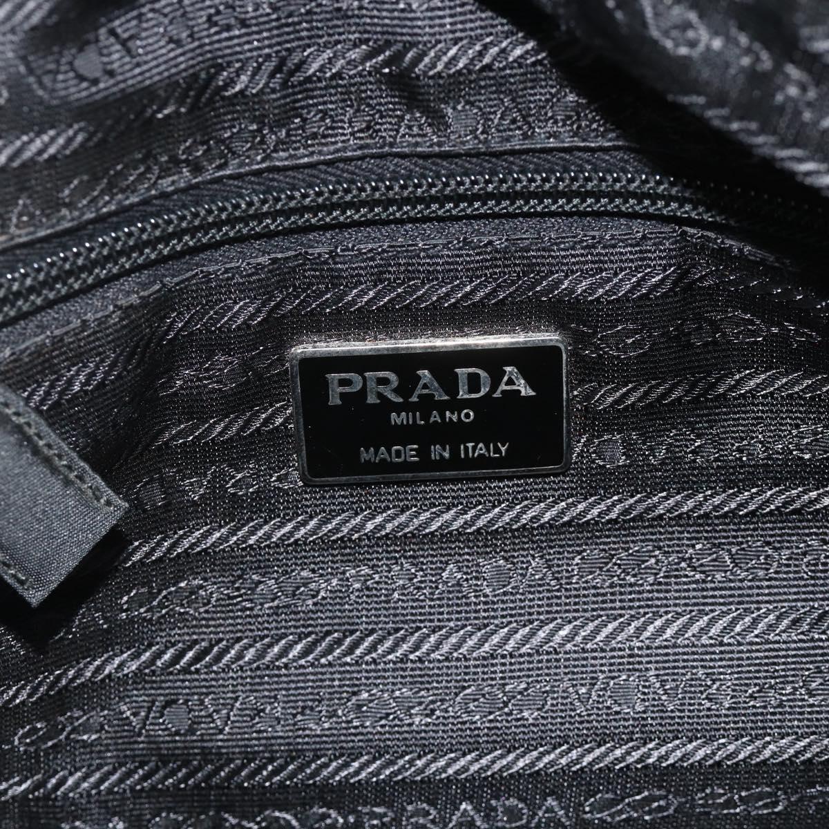 PRADA Hand Bag Nylon Black Silver Auth bs34655A