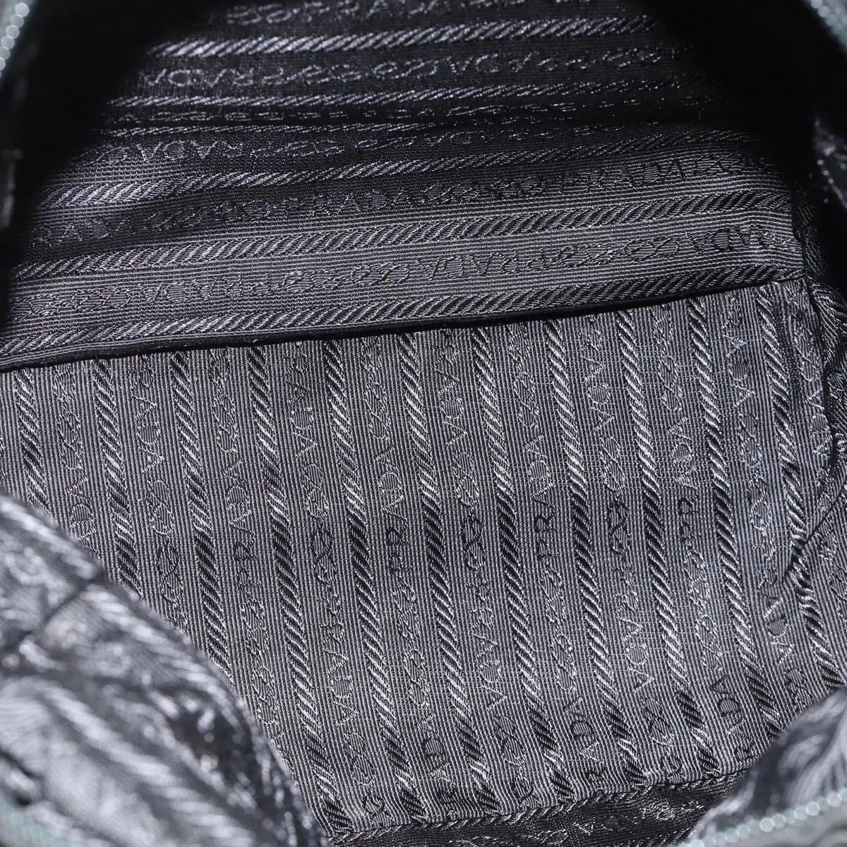 PRADA Hand Bag Nylon Black Silver Auth bs34655A