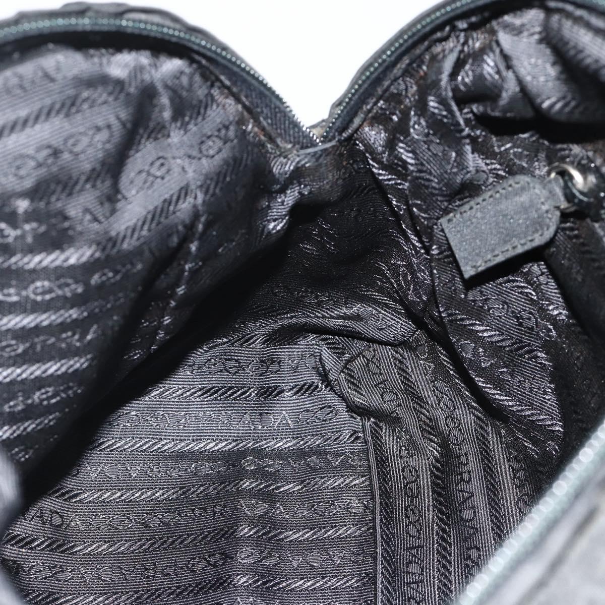 PRADA Hand Bag Nylon Black Silver Auth bs34655A