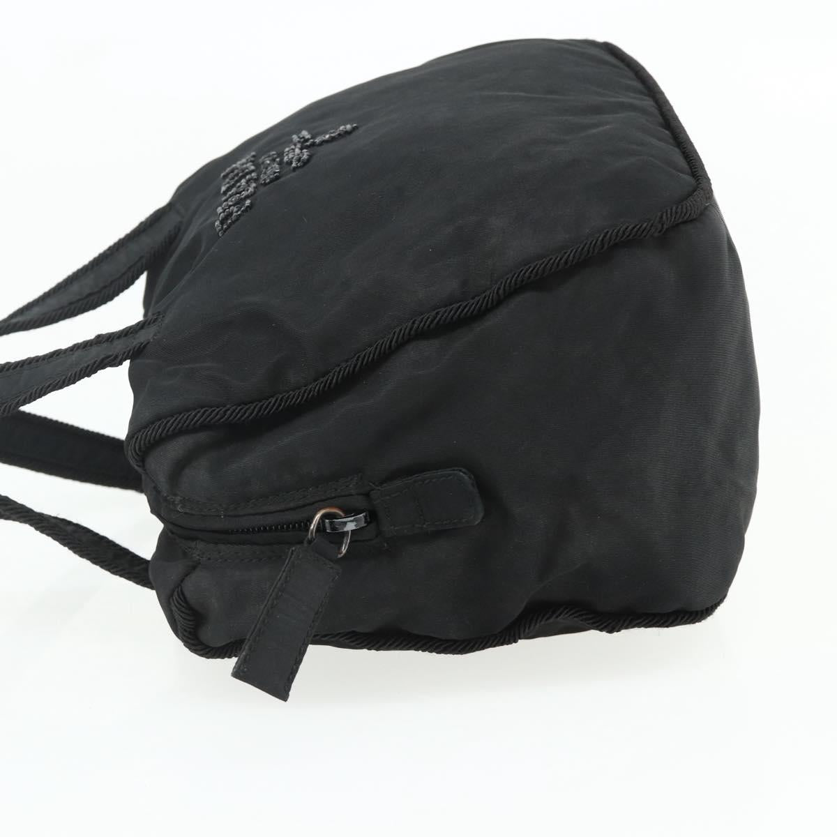 PRADA Hand Bag Nylon Black Silver Auth bs34655A