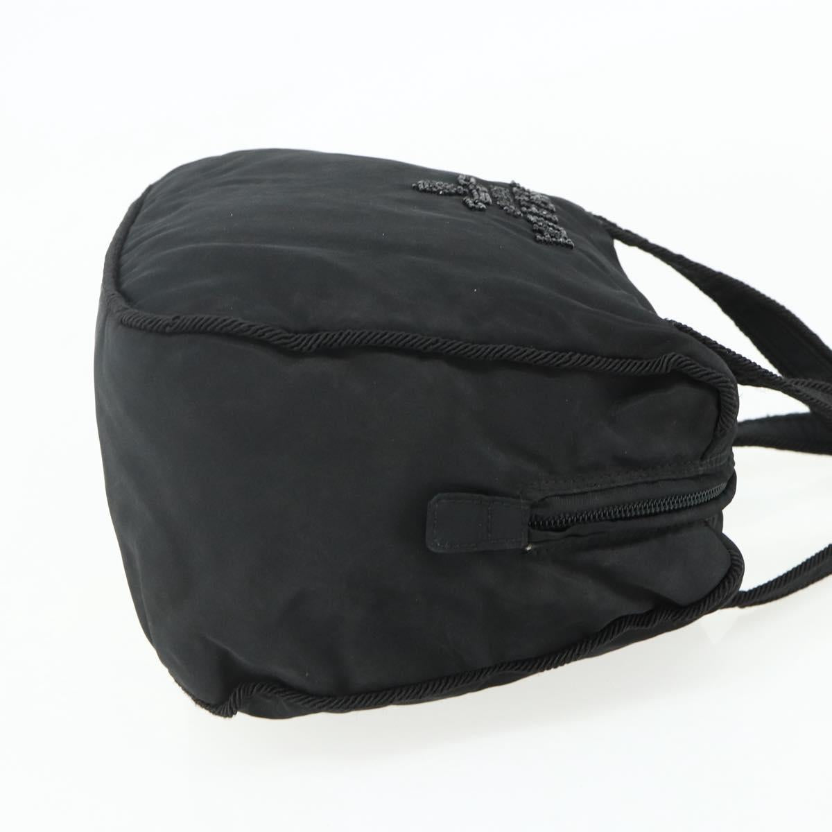 PRADA Hand Bag Nylon Black Silver Auth bs34655A