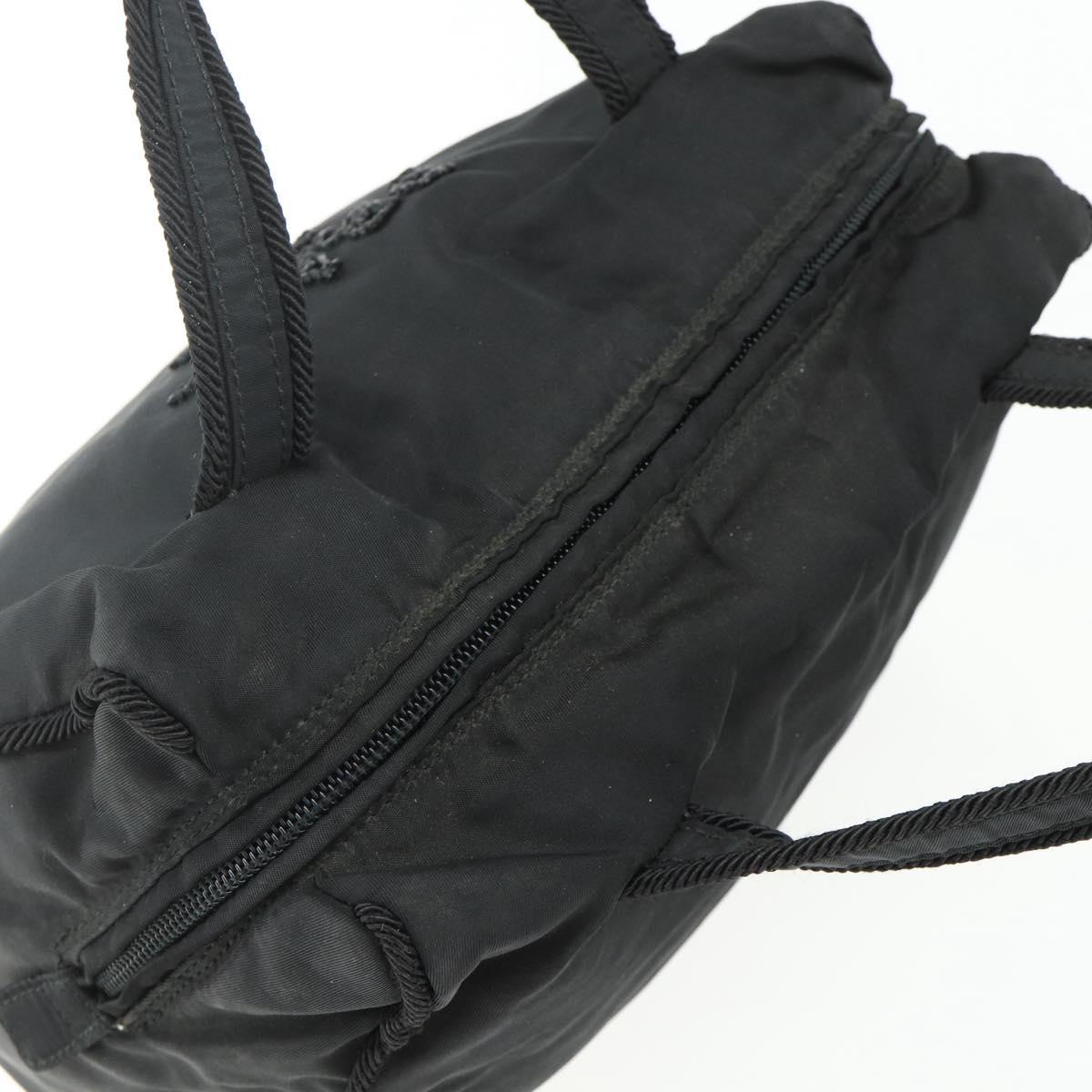 PRADA Hand Bag Nylon Black Silver Auth bs34655A