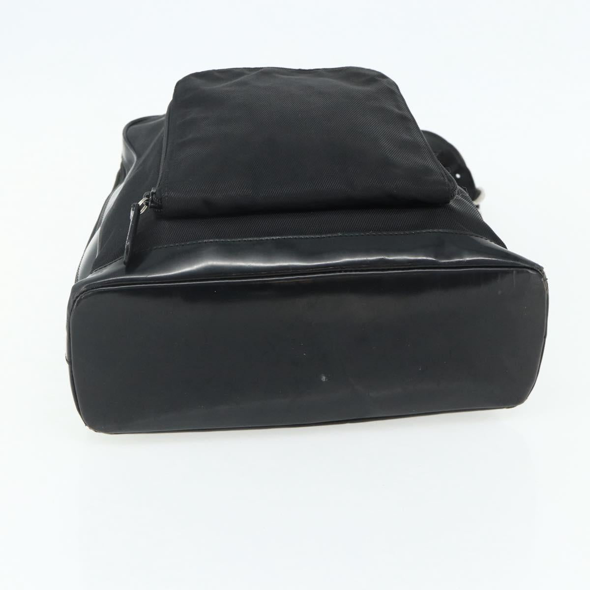 GUCCI Bamboo Shoulder Bag Nylon Black Silver 003 2058 0059 5 Auth bs34656