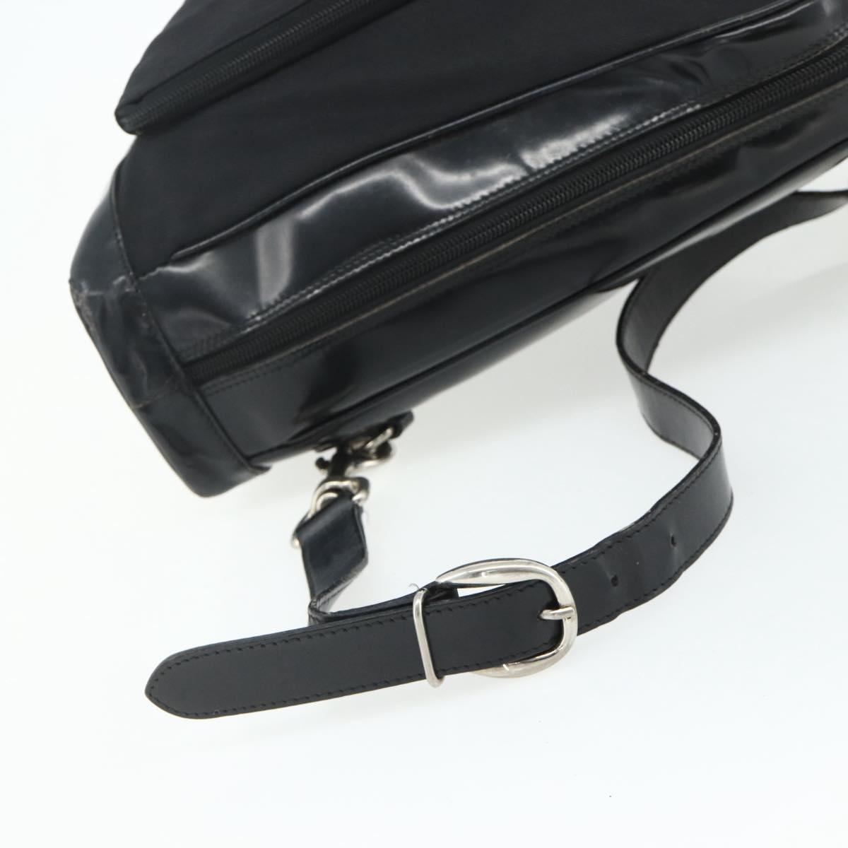 GUCCI Bamboo Shoulder Bag Nylon Black Silver 003 2058 0059 5 Auth bs34656