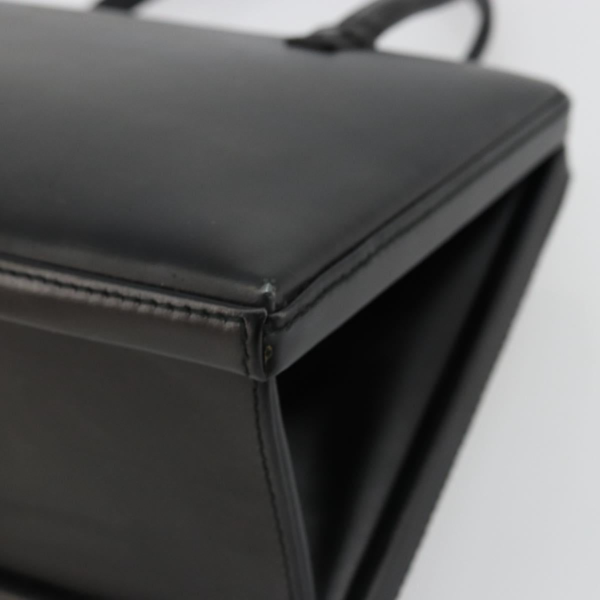 LOEWE Hand Bag Leather Black Gold Auth bs34657