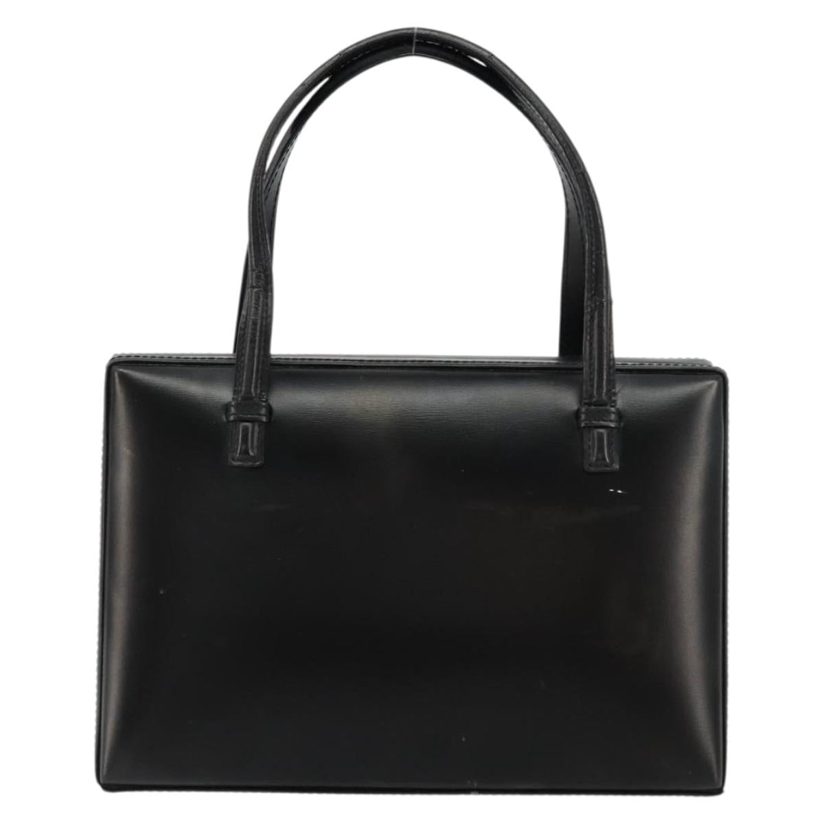 LOEWE Hand Bag Leather Black Gold Auth bs34657