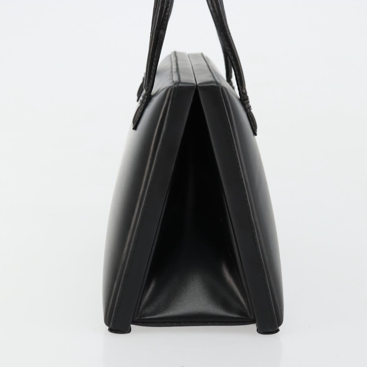 LOEWE Hand Bag Leather Black Gold Auth bs34657