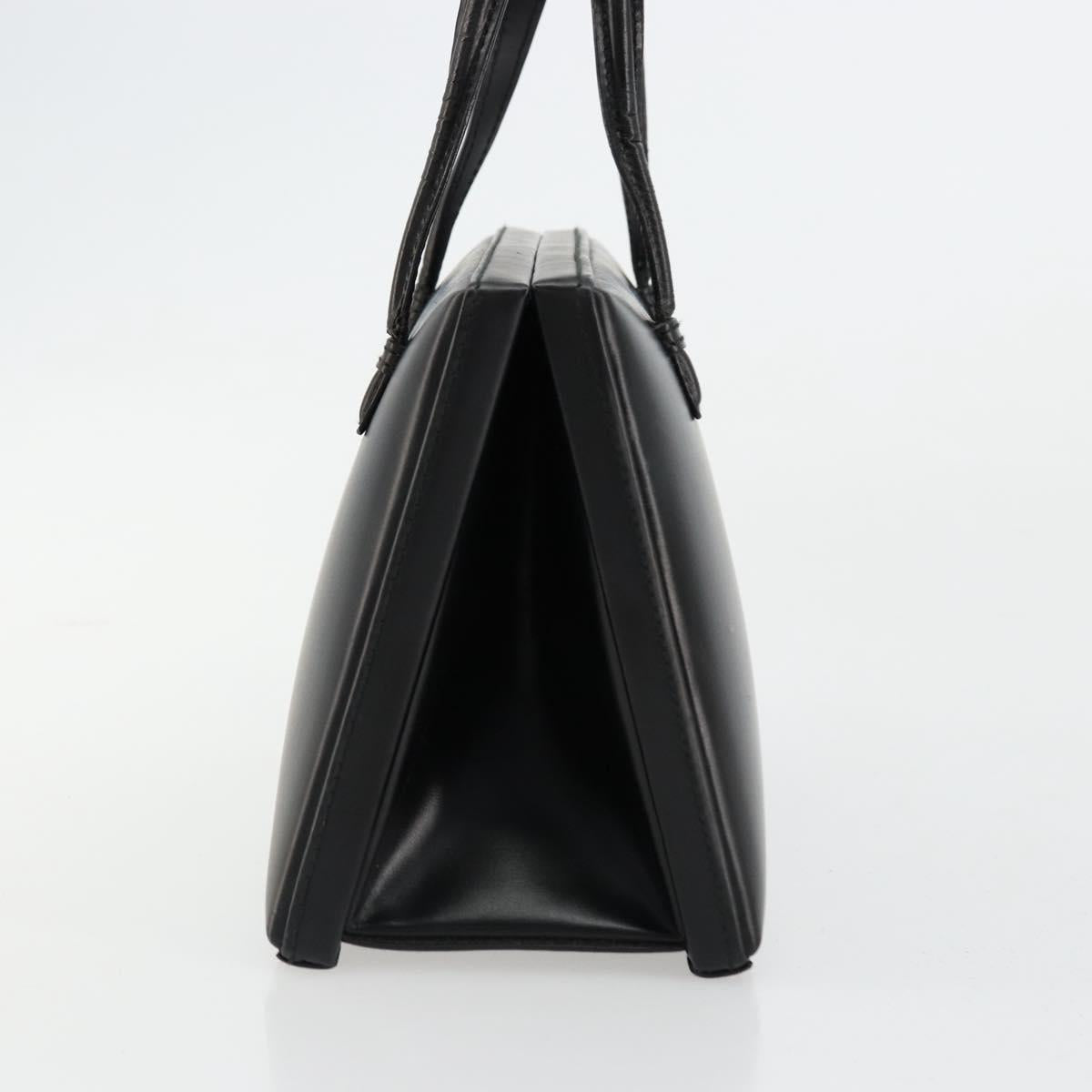 LOEWE Hand Bag Leather Black Gold Auth bs34657