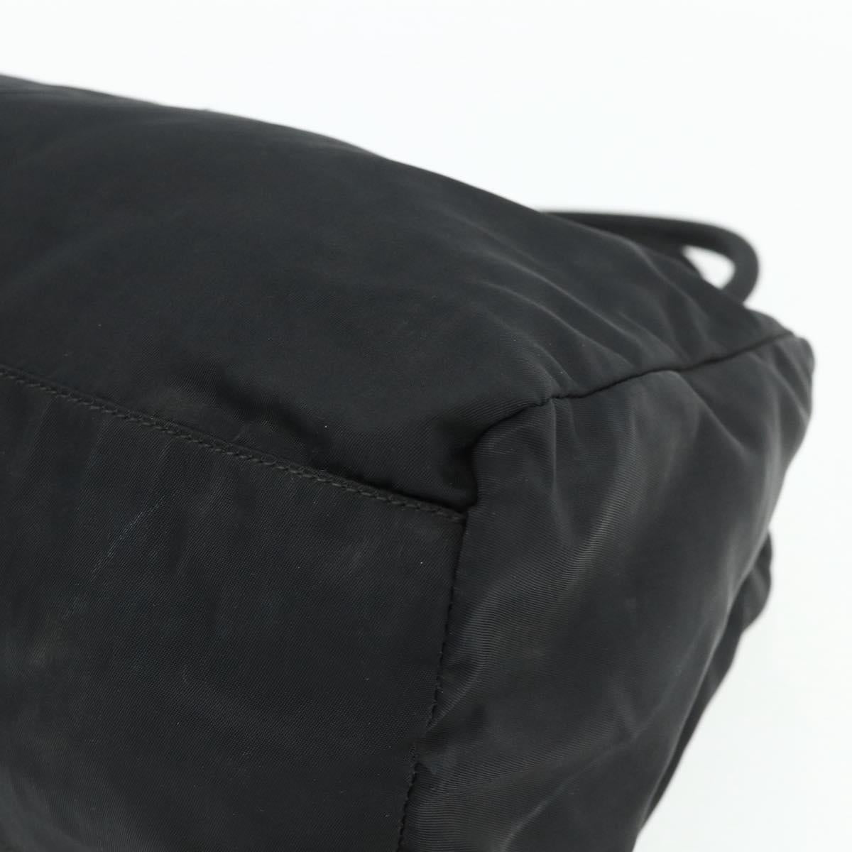 PRADA Hand Bag Nylon Black Silver Auth bs34658