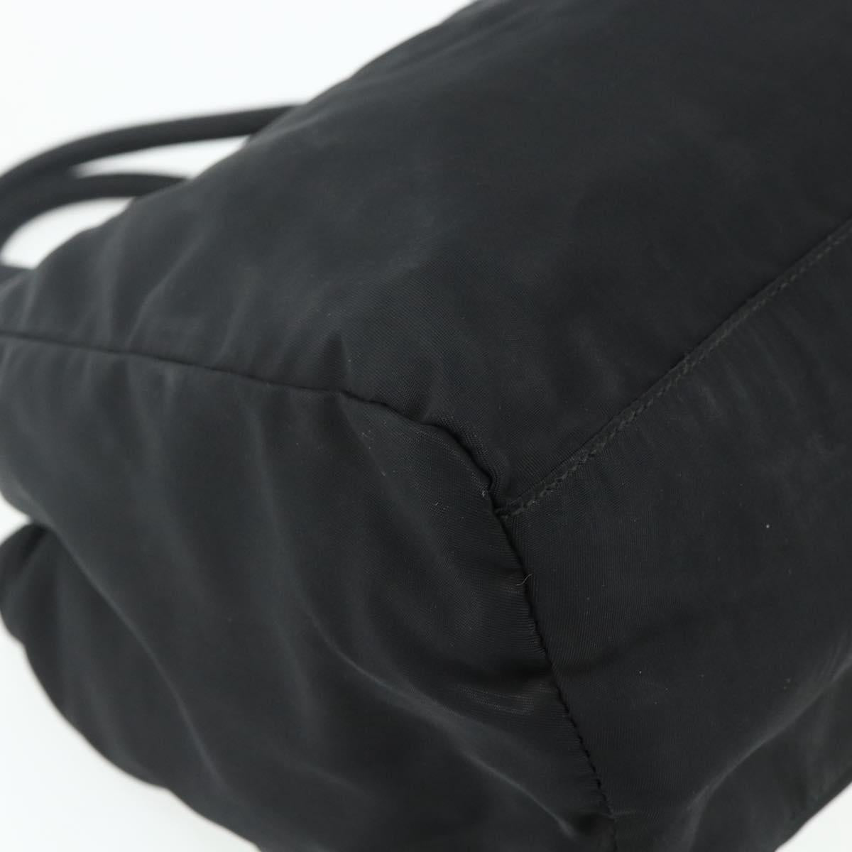 PRADA Hand Bag Nylon Black Silver Auth bs34658