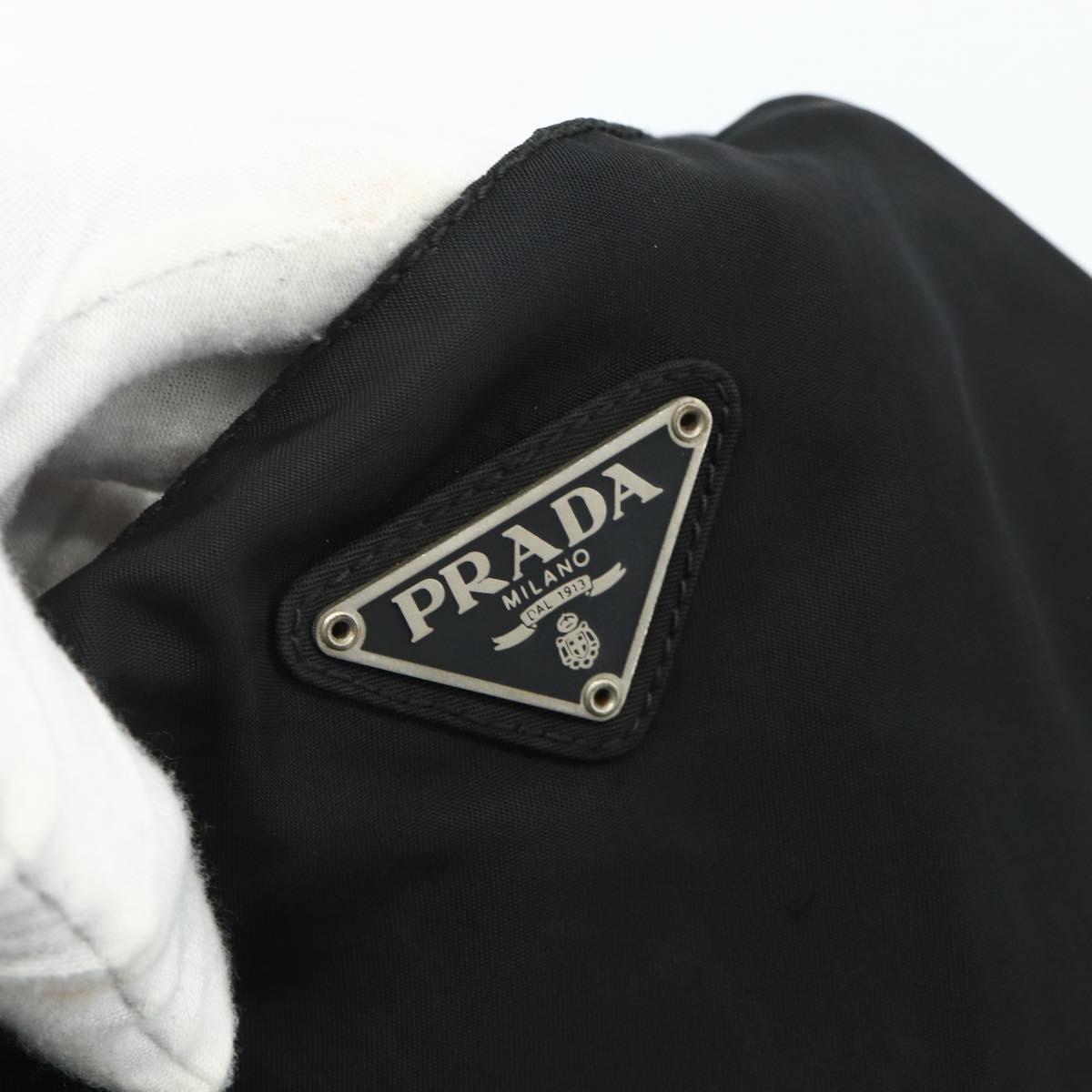 PRADA Hand Bag Nylon Black Silver Auth bs34658