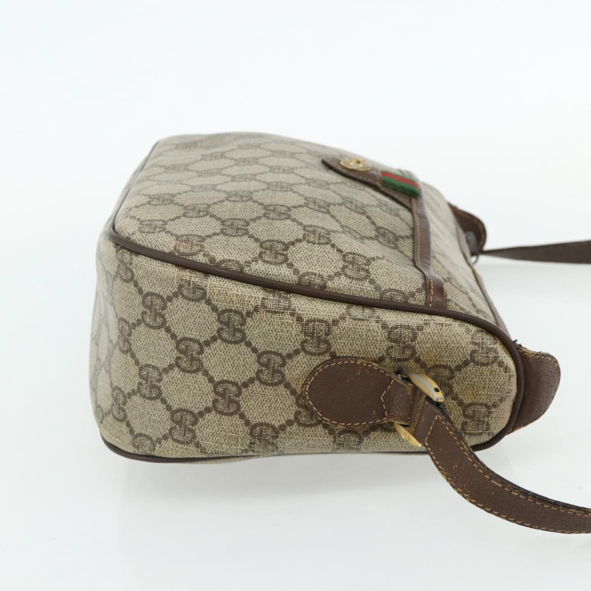 GUCCI GG Supreme Web Sherry Line Bag PVC Beige Gold 89 02 077 Auth bs34659