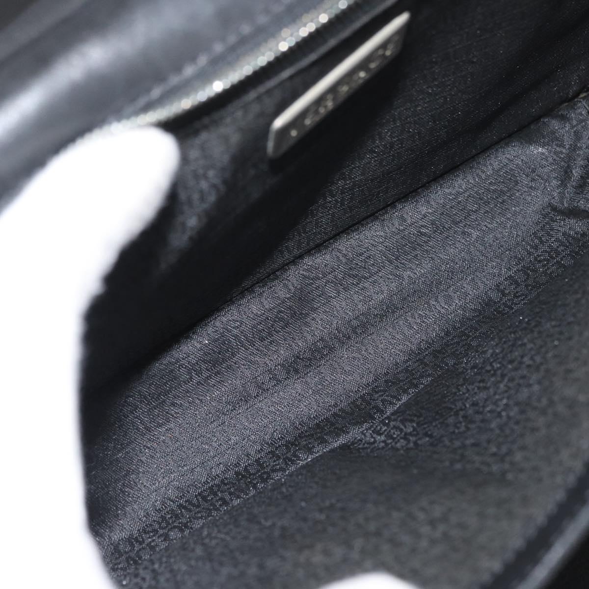 VERSACE Shoulder Bag Leather Black Silver Auth bs34660