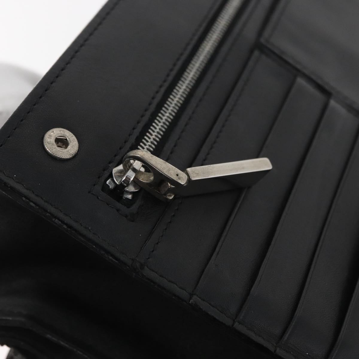VERSACE Shoulder Bag Leather Black Silver Auth bs34660